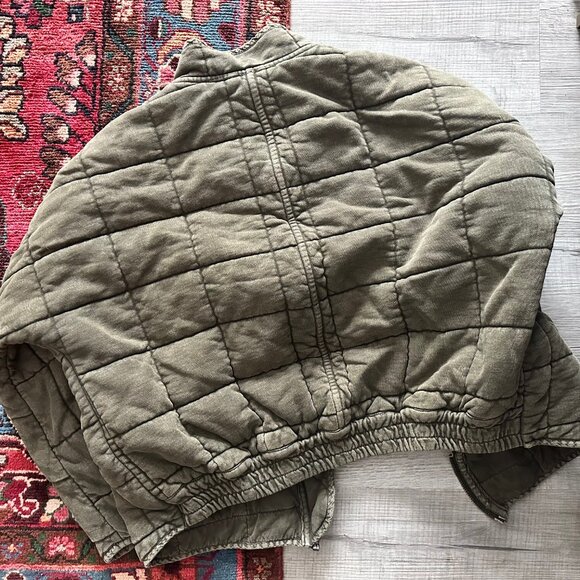 Free People Dolman Quilted Knit Jacket Olive Military Green - Size L - Picture 6 of 6